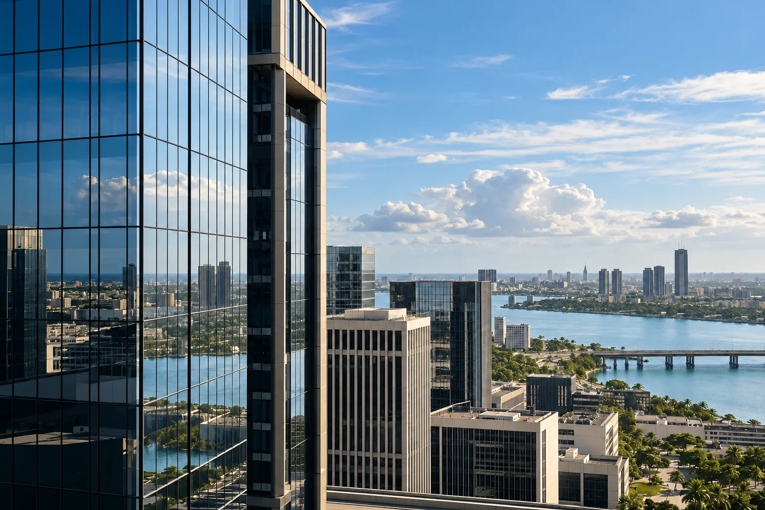 Architectural illustration of an African financial district
